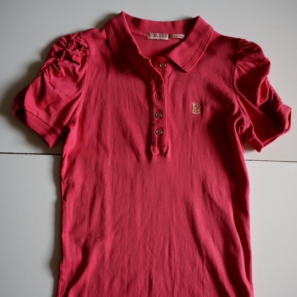 Juicy Couture, ruffle sleeves, pink polo